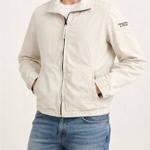 Abercrombie & Fitch Beige Zip Jacket Men’s Large Cotton Lightweight